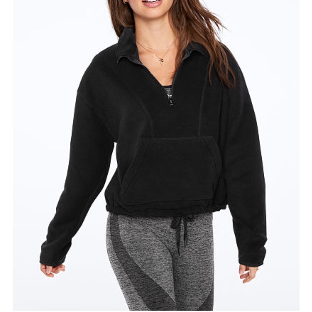 PINK polar fleece half-zip